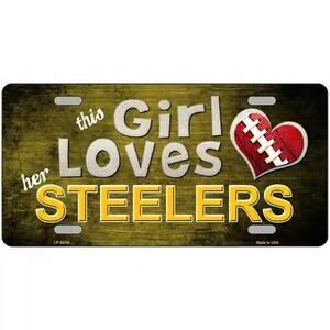 NFL This Girl Loves Her Steelers License Plate Metal Super Pittsburgh Wall Sign